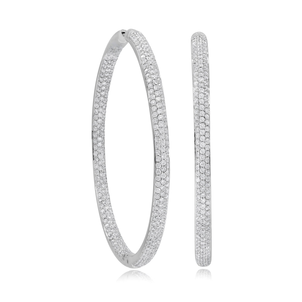 3 ct. Diamond 14K White Gold Hoop Earrings