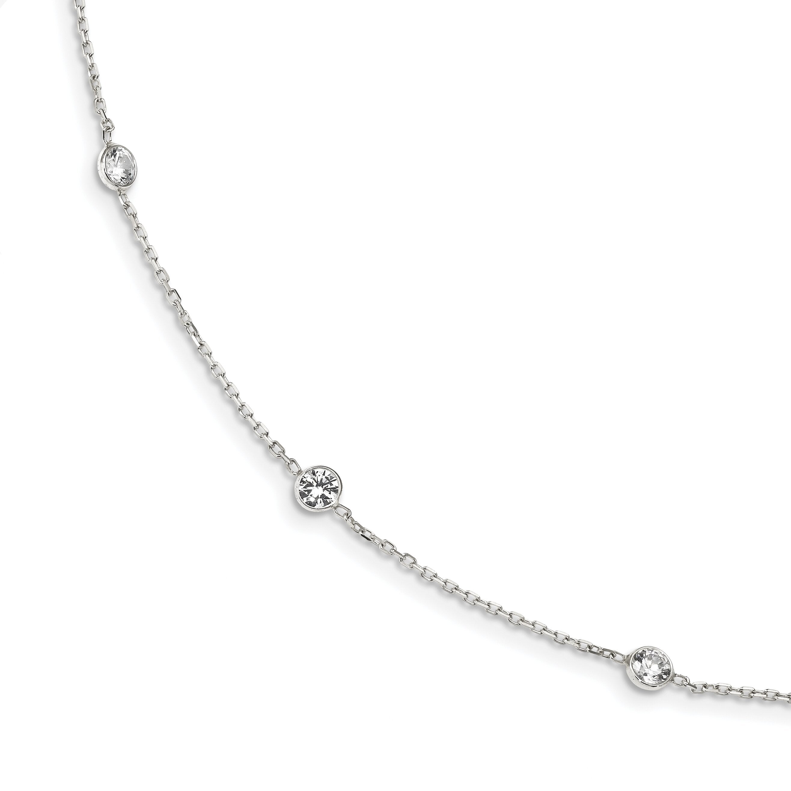 0.07 ct. Diamond 14K White Gold Stone Station Necklace