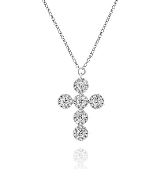 0.52 ct. Diamond 14K White Gold Cross Pendant With 18" Chain