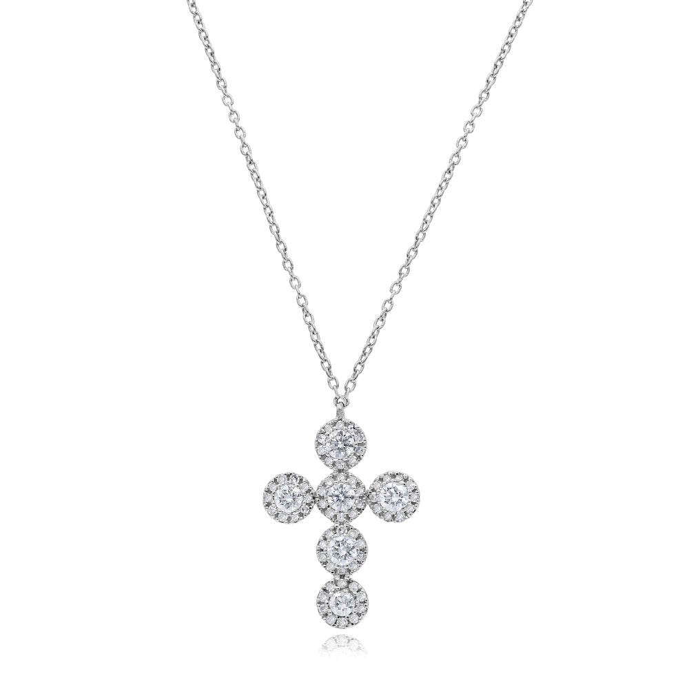 0.51 ct. Diamond 14K White Gold Cross Pendant With 18" Chain