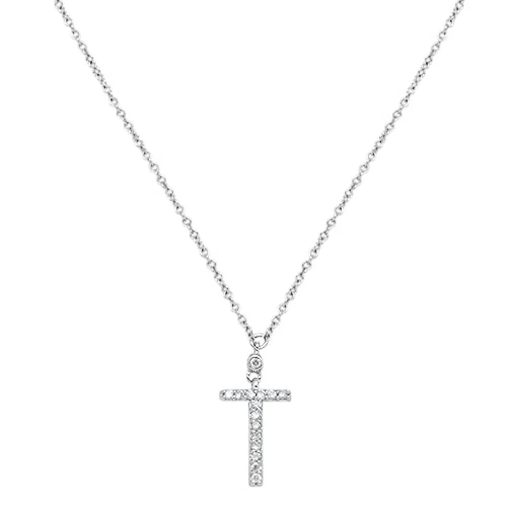 0.07 ct. Diamond 14K White Gold Cross Pendant