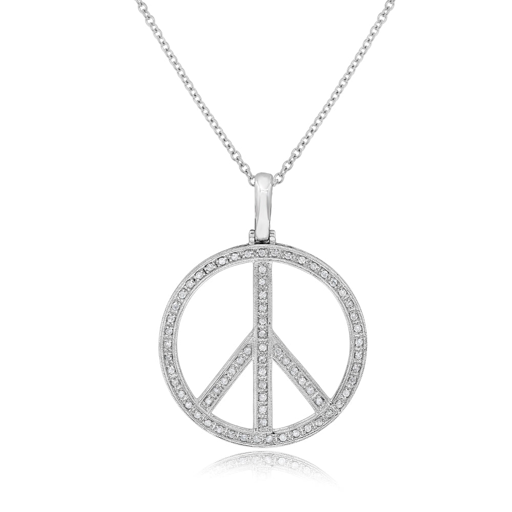 0.72 ct. Diamond 14K White Gold Pave Peace Pendant