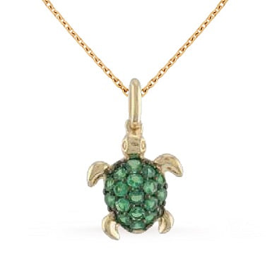 0.43 ct. Garnet 14K Yellow Gold Turtle Pendant