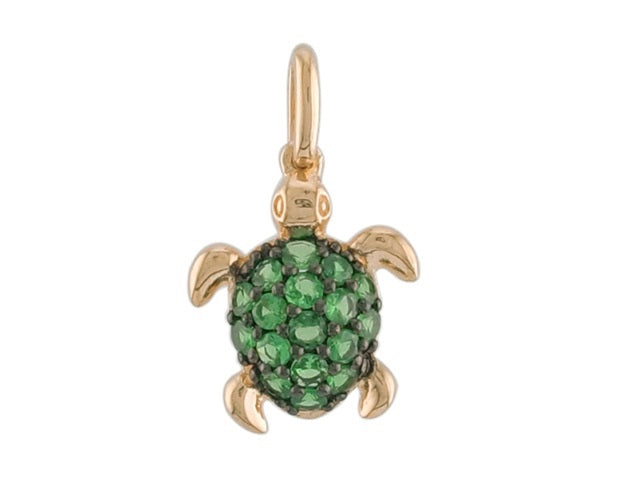 0.38 ct. Garnet 14K Yellow Gold Turtle Pendant