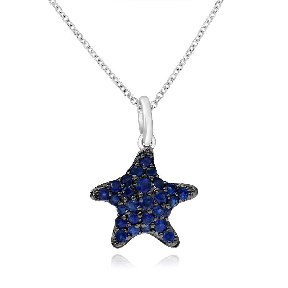 0.46 ct. Sapphire 14K White Gold Starfish Pendant