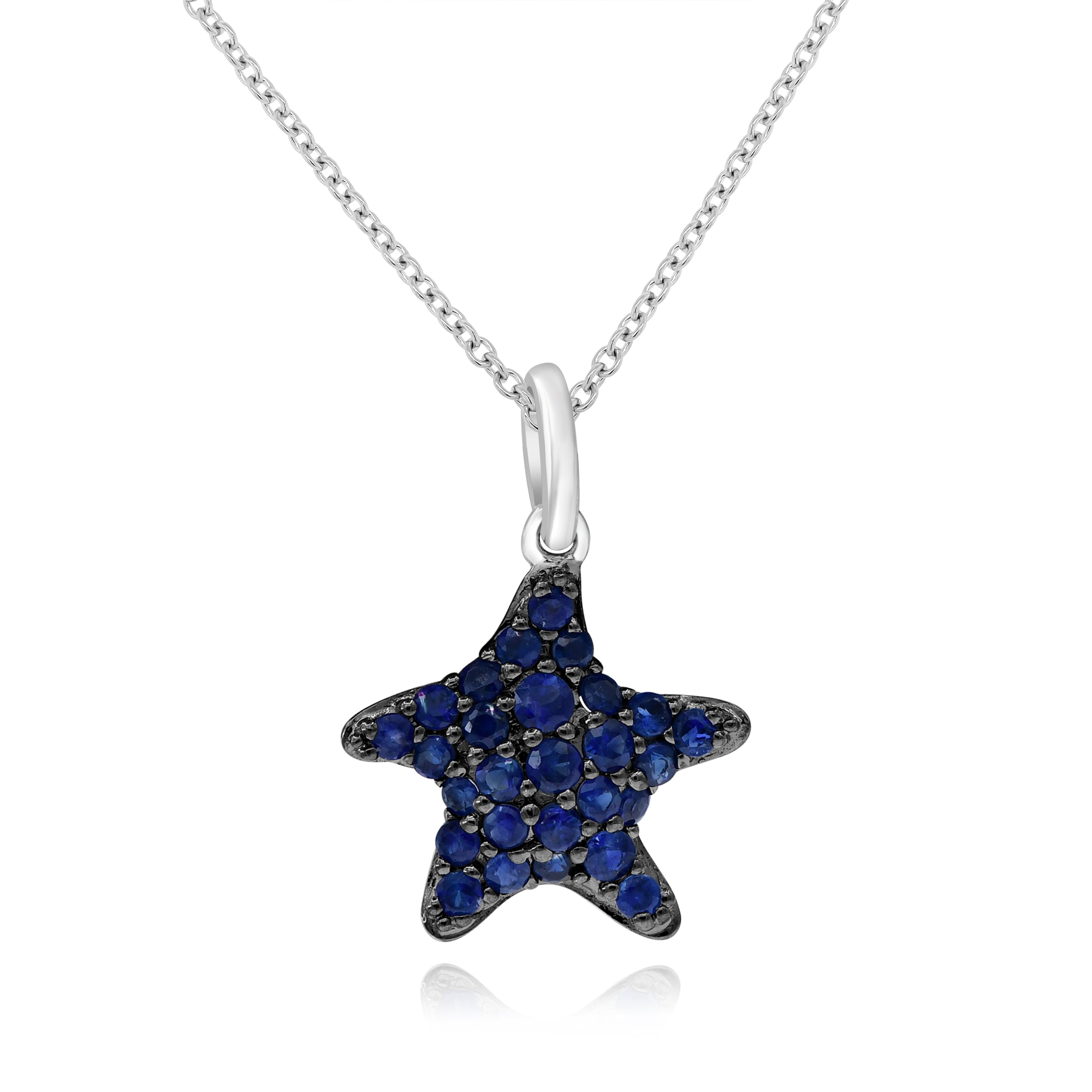 0.52 ct. Sapphire 14K White Gold Starfish Pendant