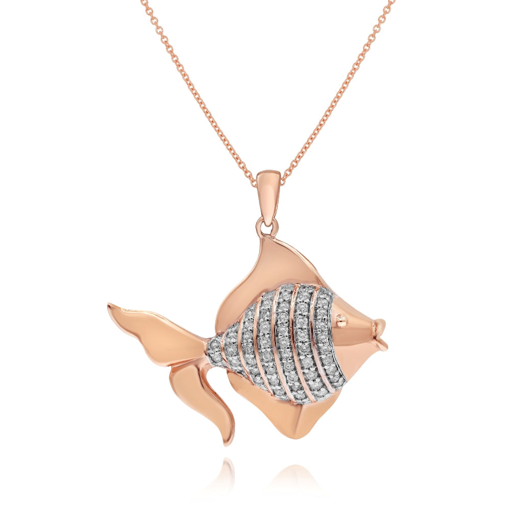 0.29 ct. Diamond 14K Rose Gold Fish Pendant