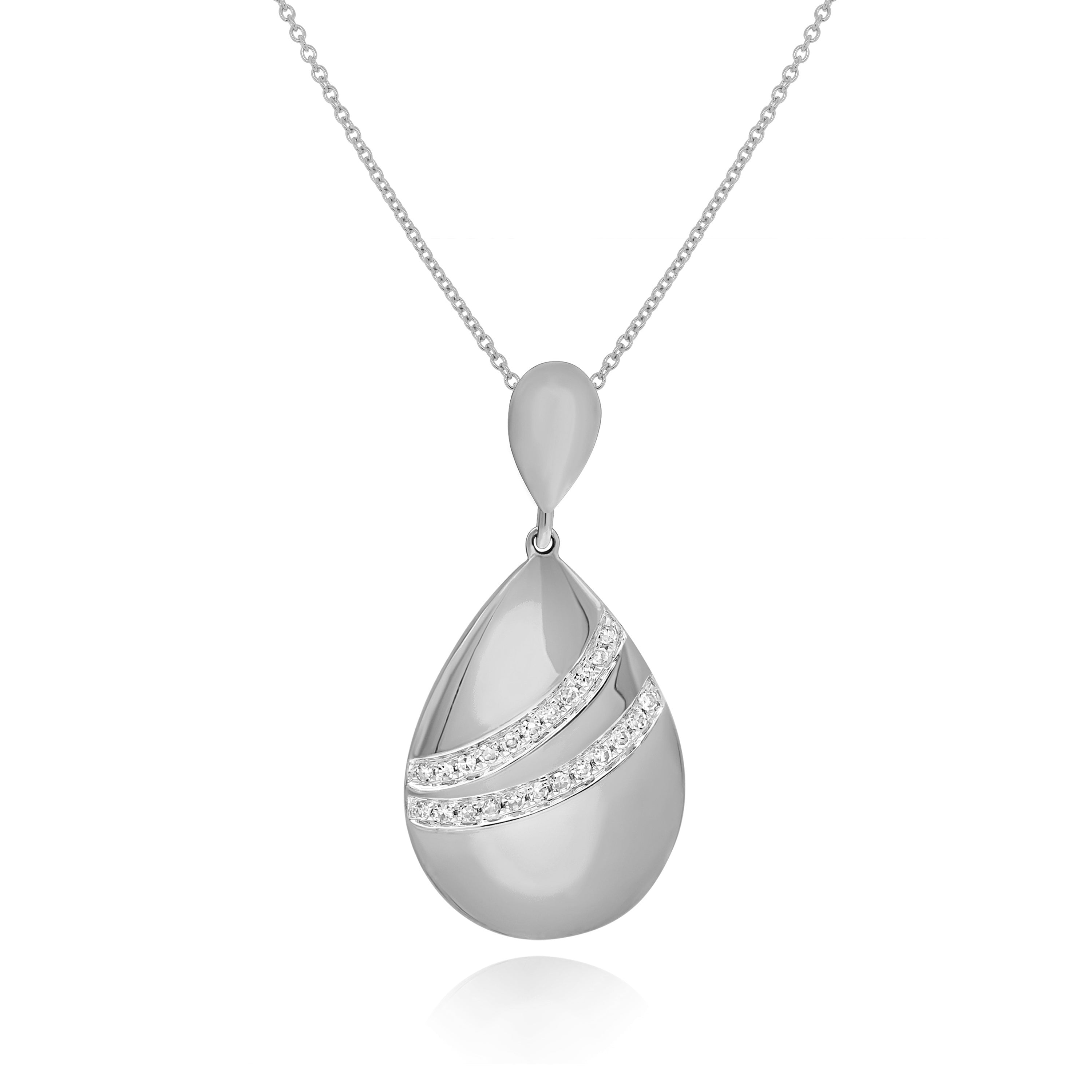 0.07 ct. Diamond 14K White Gold Teardrop Pendant