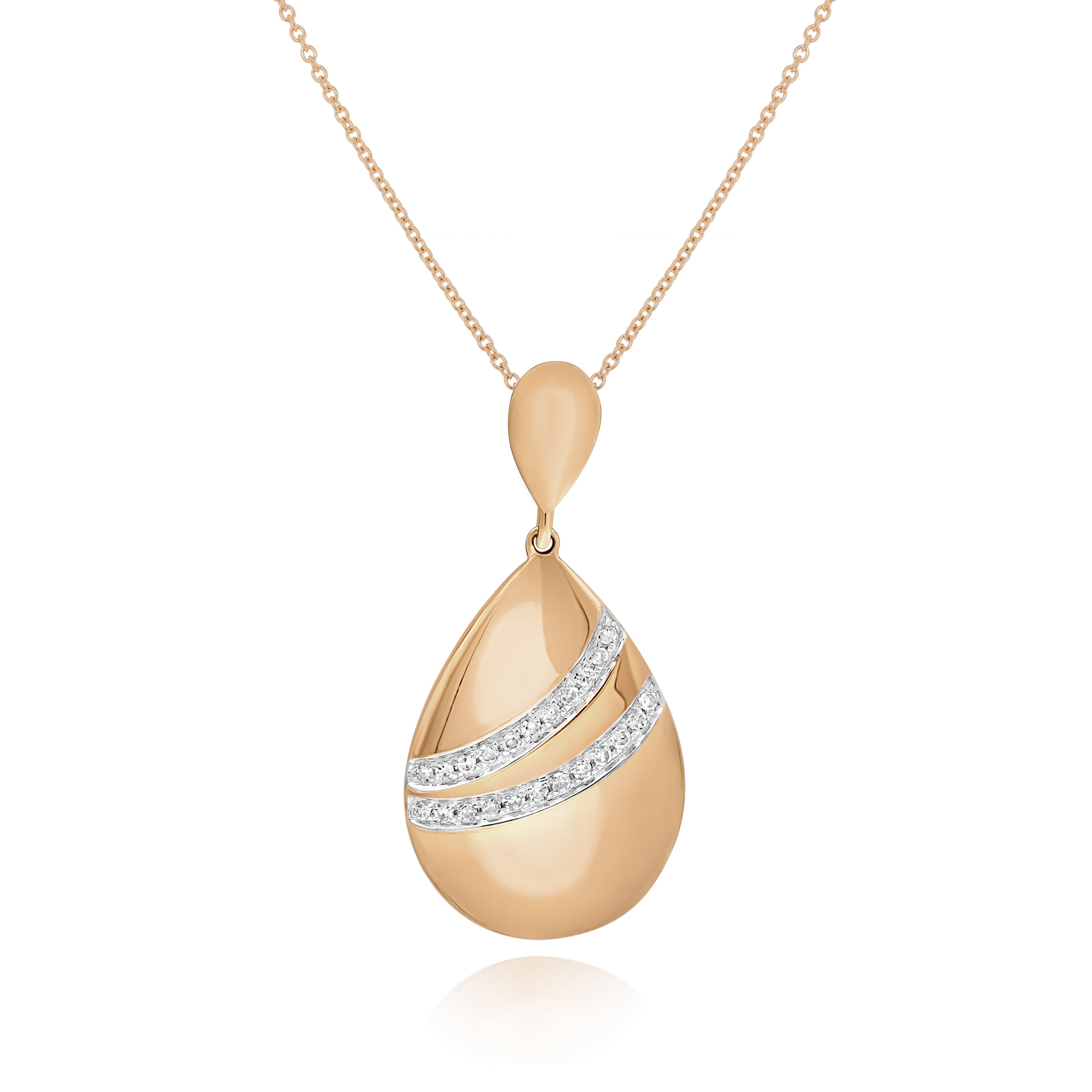 0.08 ct. Diamond 14K Rose Gold Teardrop Pendant