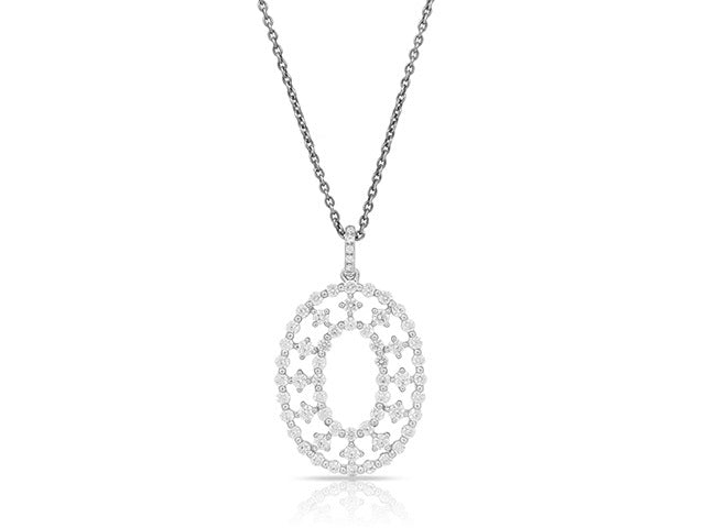 1.1 ct. Diamond 14K White Gold Double Row Open Circle Pendant