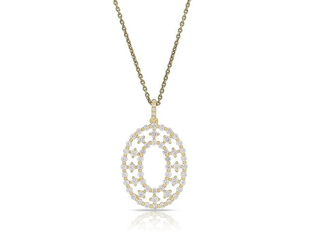 1.06 ct. Diamond 14K Yellow Gold Double Row Open Circle Pendant