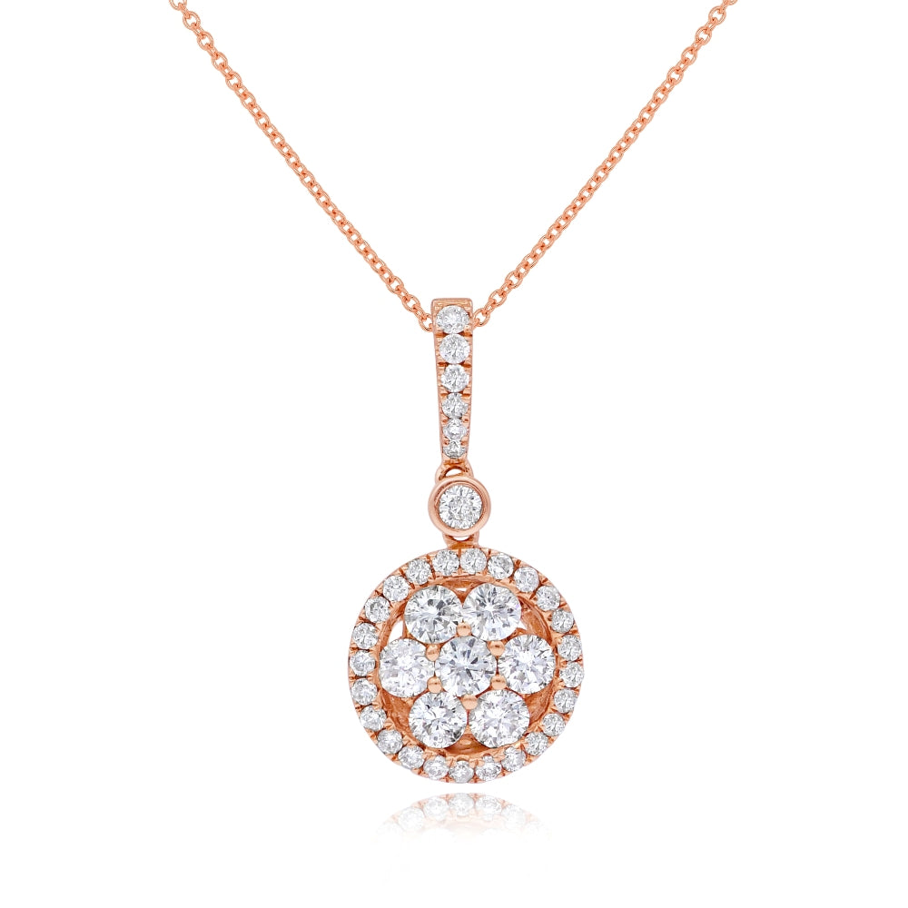 0.68 ct. Diamond 14K Rose Gold Flower Drop Pendant