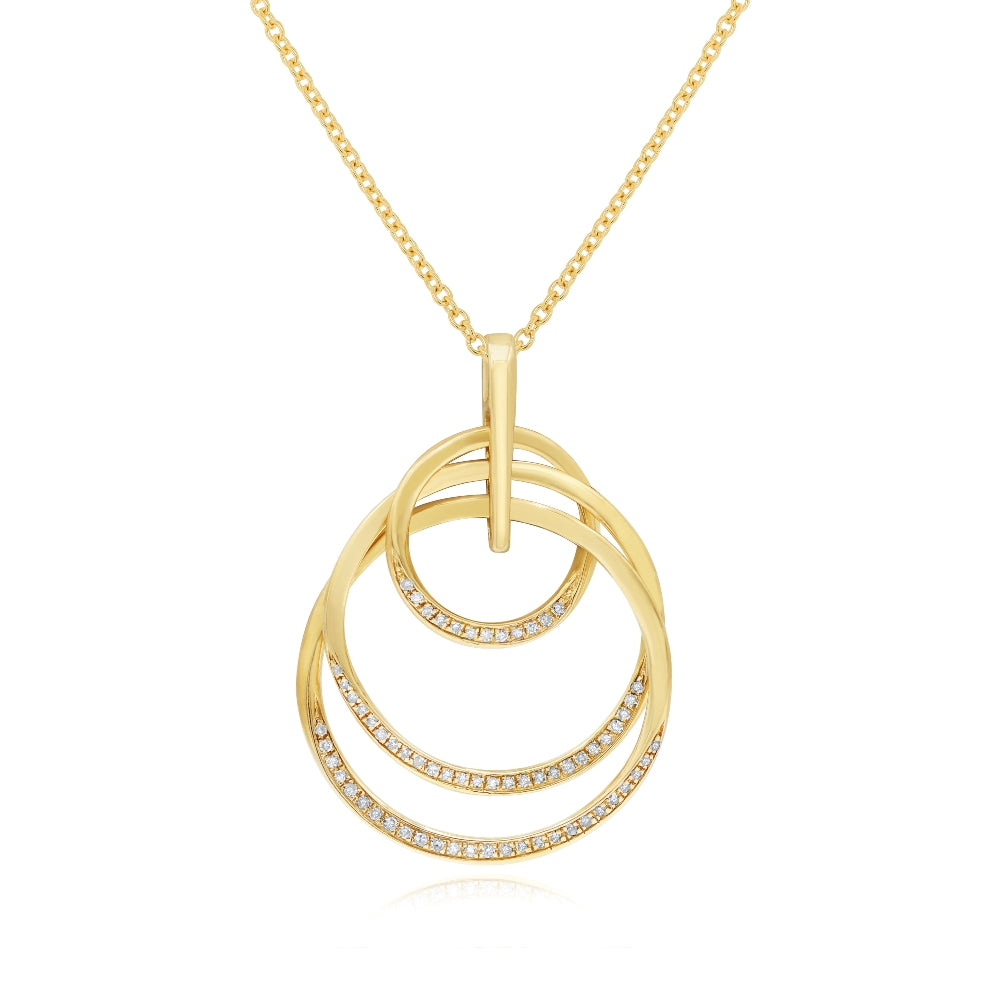 0.18 ct. Diamond 14K Yellow Gold Pave Open Circles Pendant