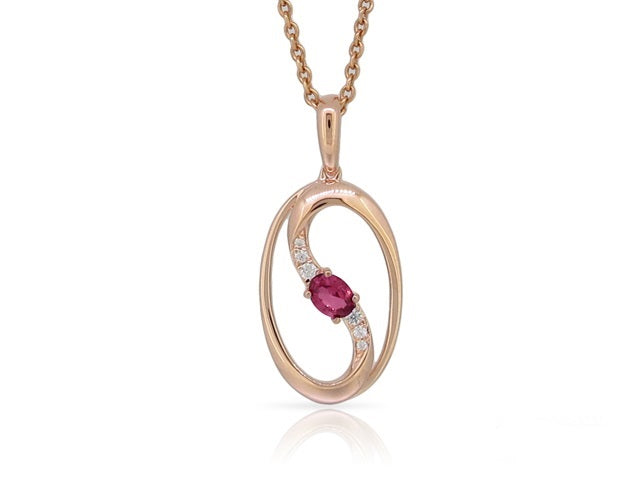 0.22 ct. Ruby 0.04 ct. Diamond 14K Rose Gold Yin and Yang Pendant