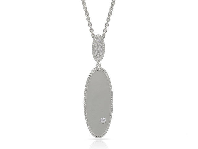 0.08 ct. Diamond 14K White Gold Oval Dangling Pendant