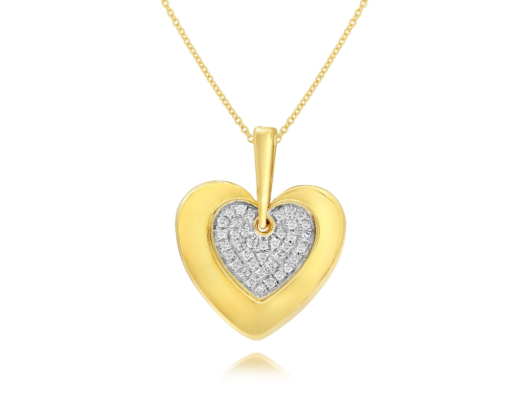 0.1 ct. Diamond 14K Two Tone Gold Heart Pendant