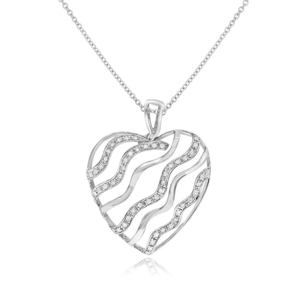 0.44 ct. Diamond 14K White Gold Heart Pendant