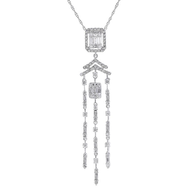 1.07 ct. Diamond 18K White Gold Chandelier Pendant