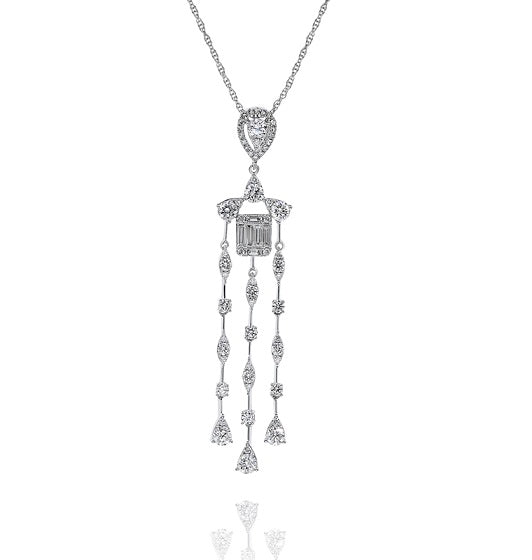 1.27 ct. Diamond 14K White Gold Illusion Chandelier Pendant