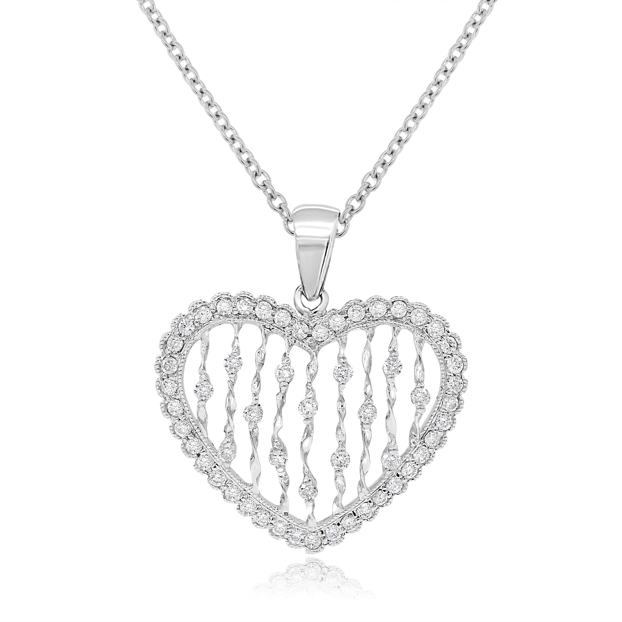 0.57 ct. Diamond 14K White Gold Heart Pendant