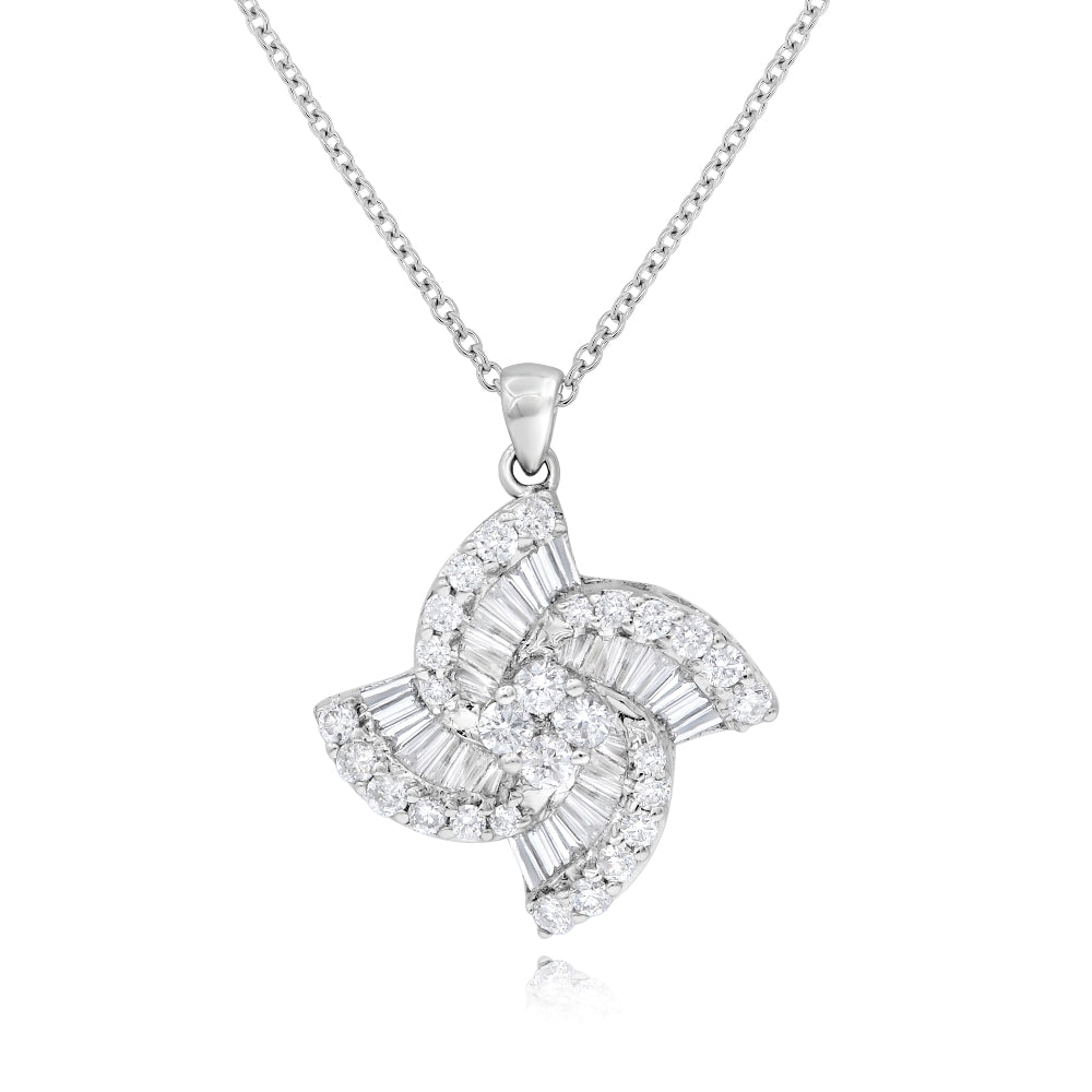 1.43 ct. Diamond 14K White Gold Flower Charm Pendant