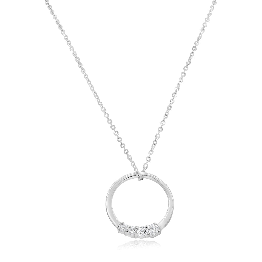 0.49 ct. Diamond 14K White Gold Forever Circle Pave Ring Pendant