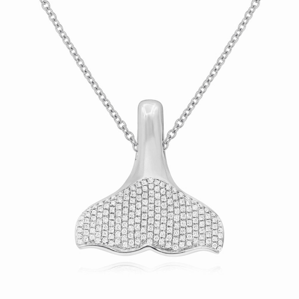 0.52 ct. Diamond 14K White Gold Whale Tail Pendant