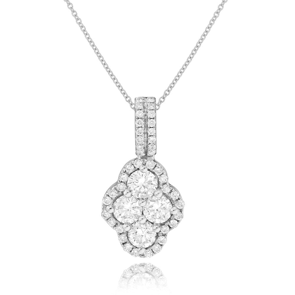 1 ct. Diamond 14K White Gold Open Halo Pave Pendant