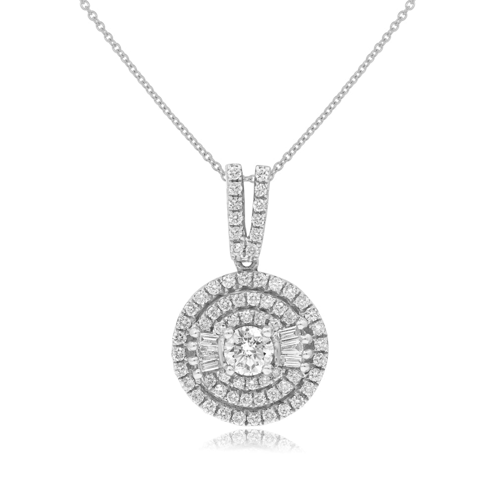 0.95 ct. Diamond 14K White Gold Multi-Halo Round Pendant