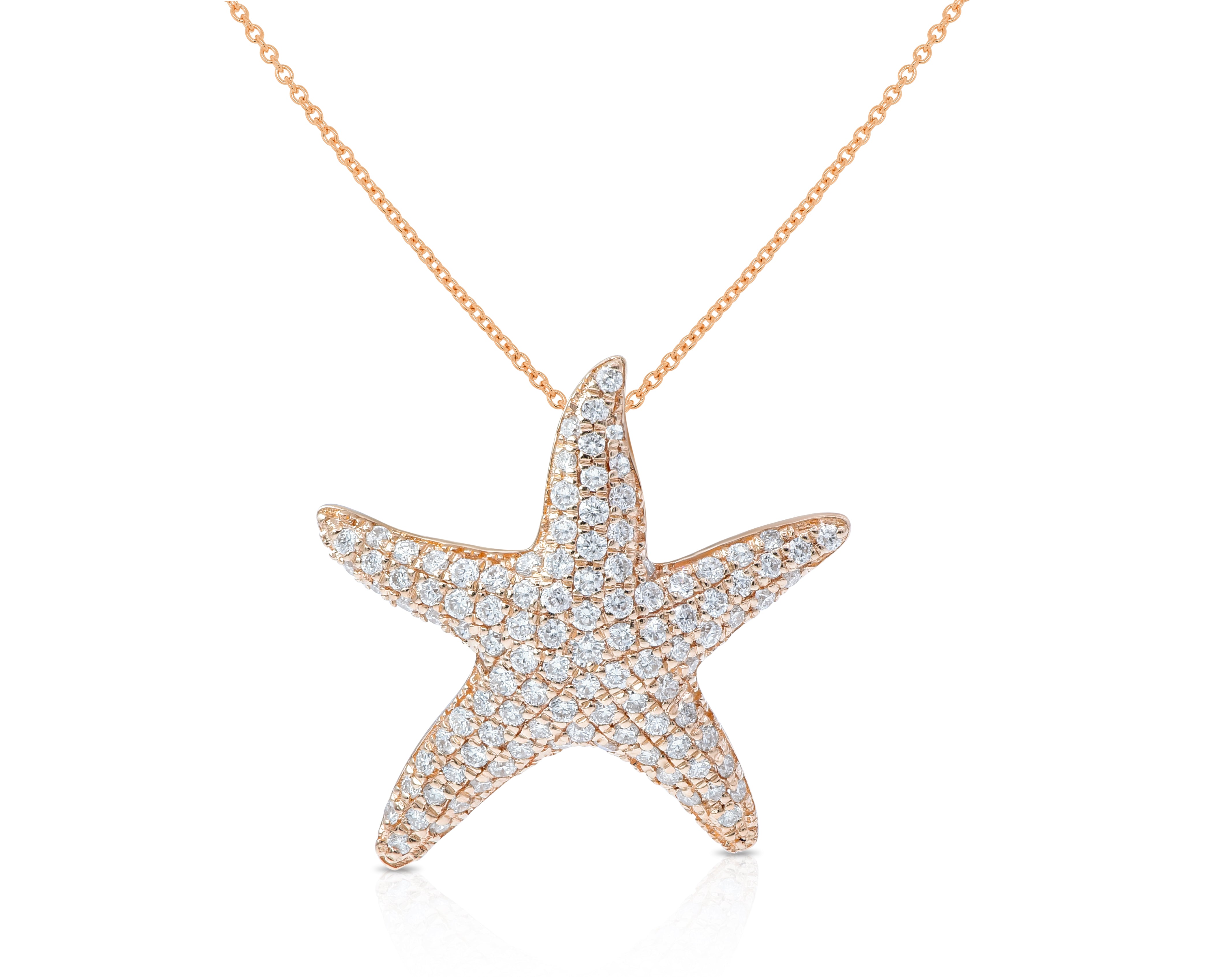 0.57 ct. Diamond 14K Rose Gold Starfish Pendant