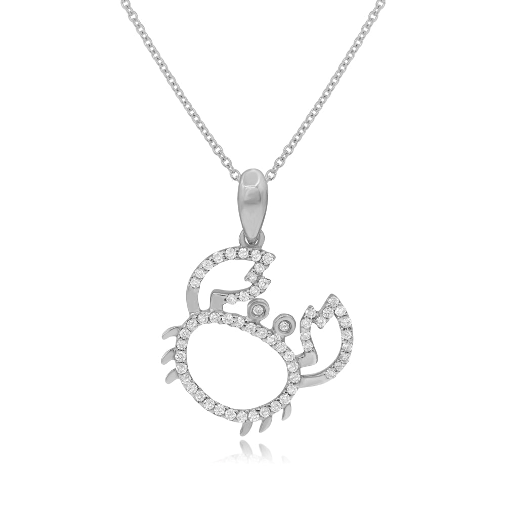 0.25 ct. Diamond 14K White Gold Crab Pendant