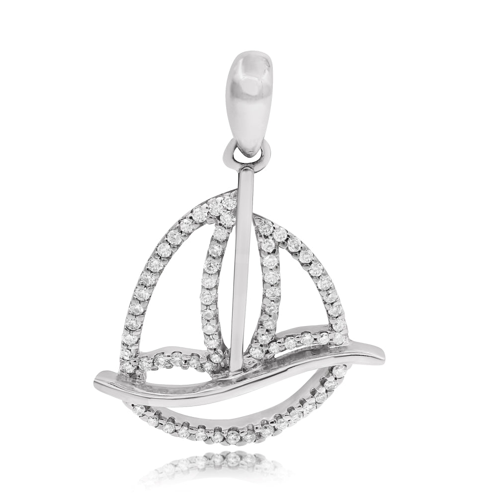 0.22 ct. Diamond 14K White Gold Boat Pendant