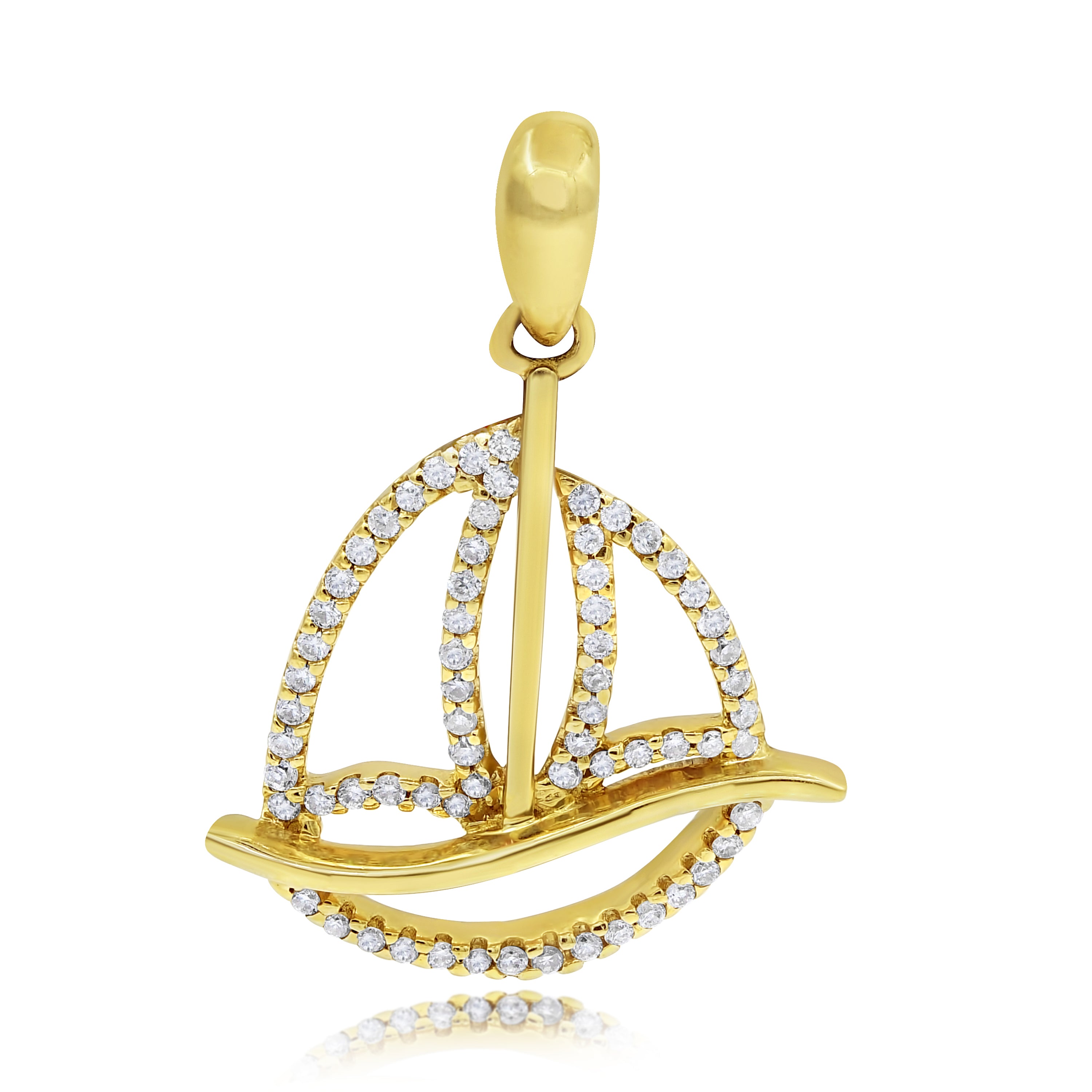 0.22 ct. Diamond 14K Yellow Gold Boat Pendant