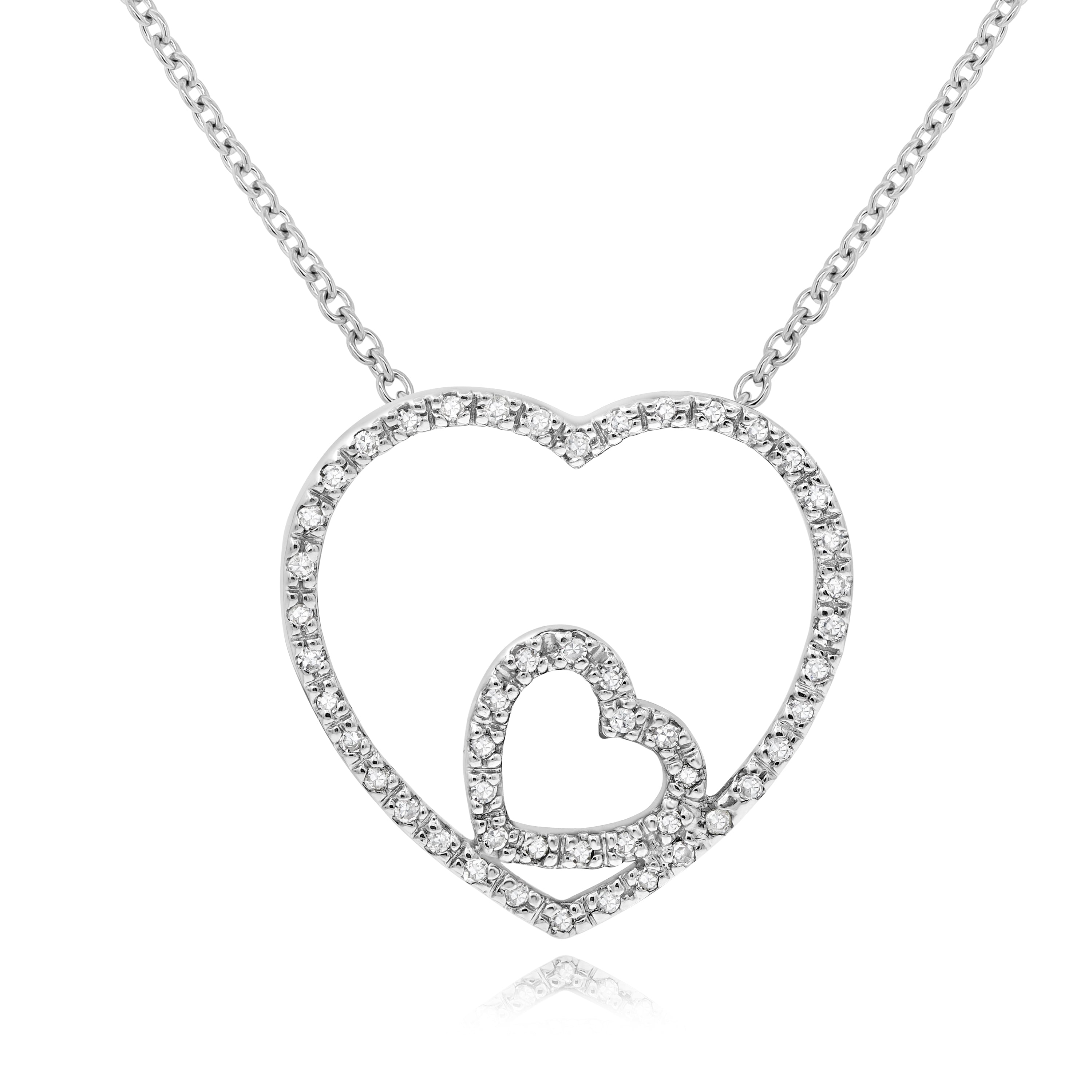 0.26 ct. Diamond 14K White Gold Double Heart Pendant