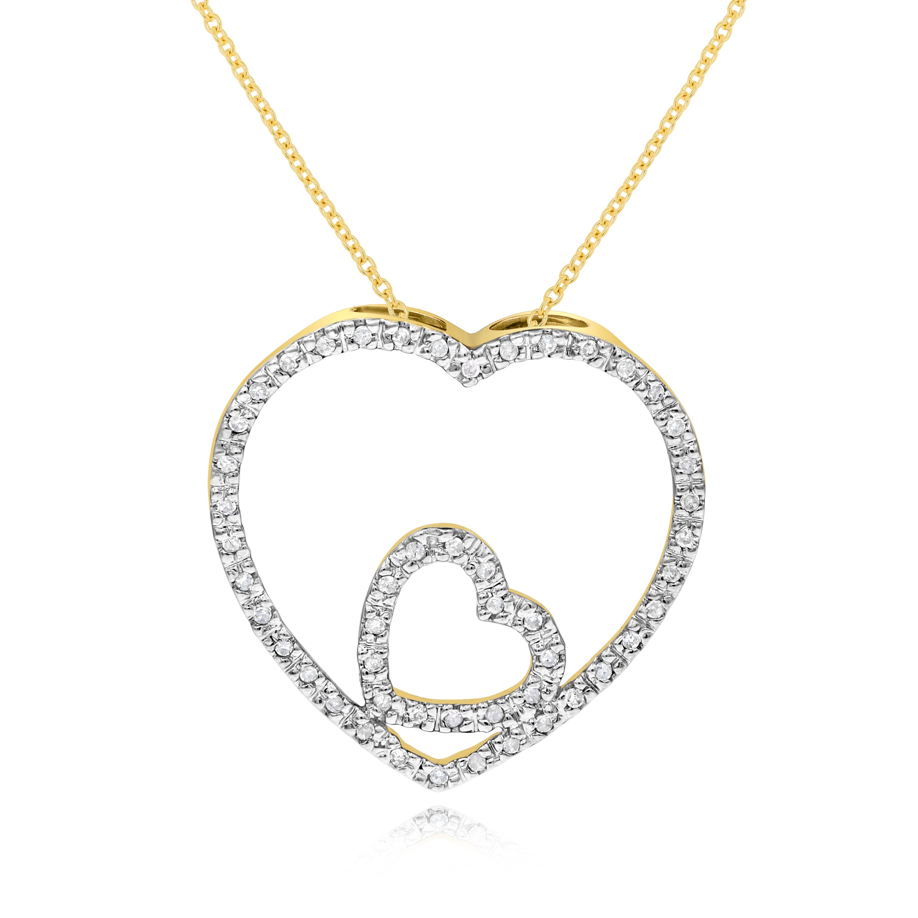 0.27 ct. Diamond 14K Yellow Gold Double Heart Pendant