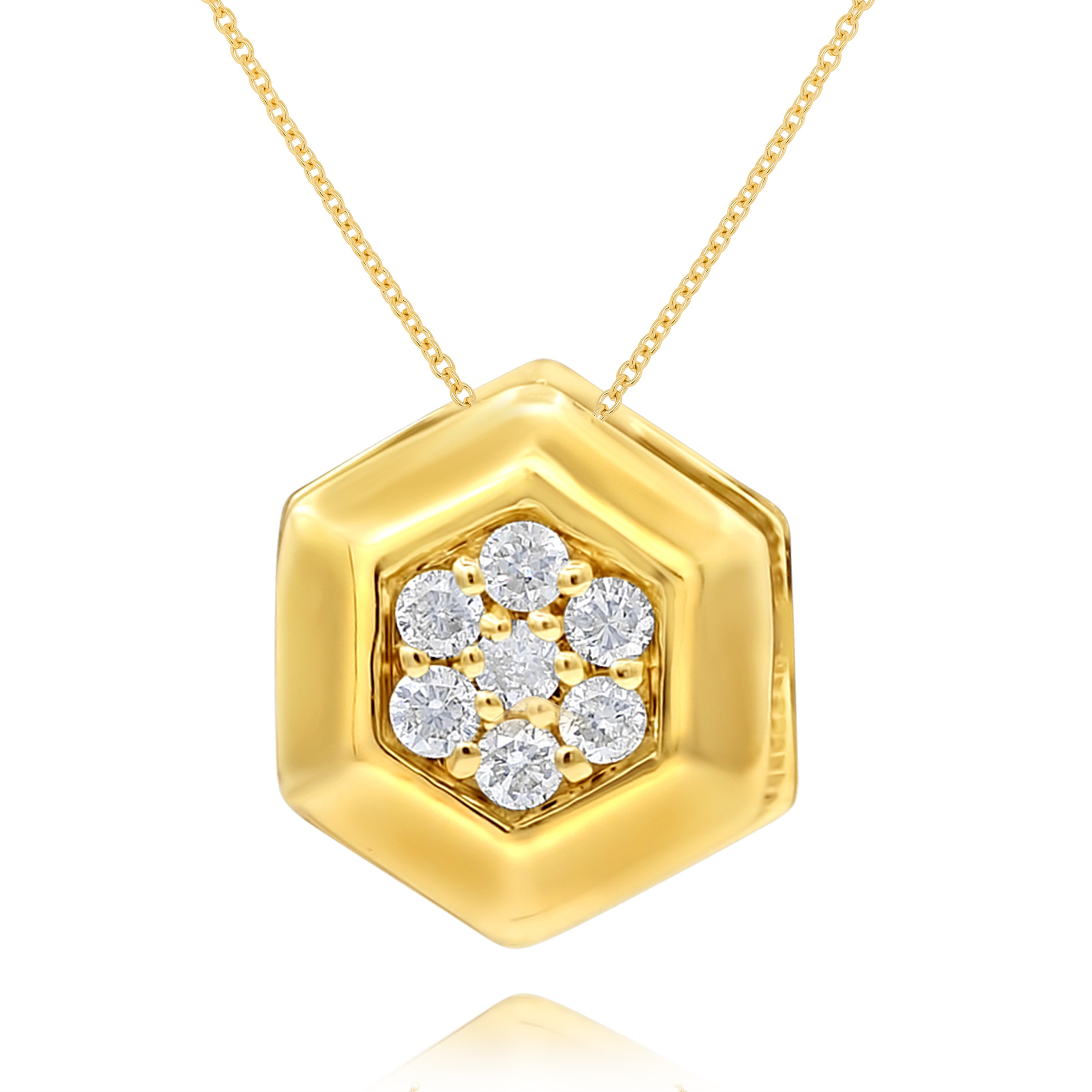 0.08 ct. Diamond 14K Yellow Gold Honeycomb Pendant