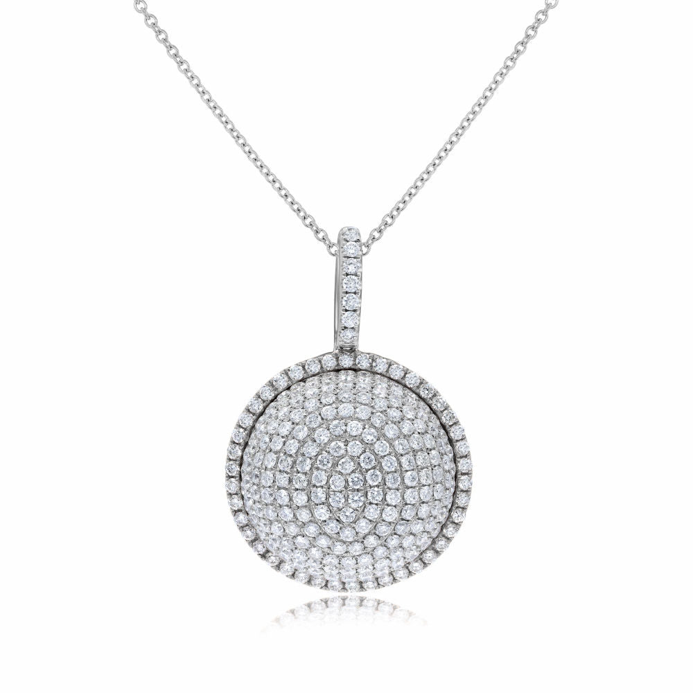 3.54 ct. Diamond 14K White Gold 3D Circle Pendant