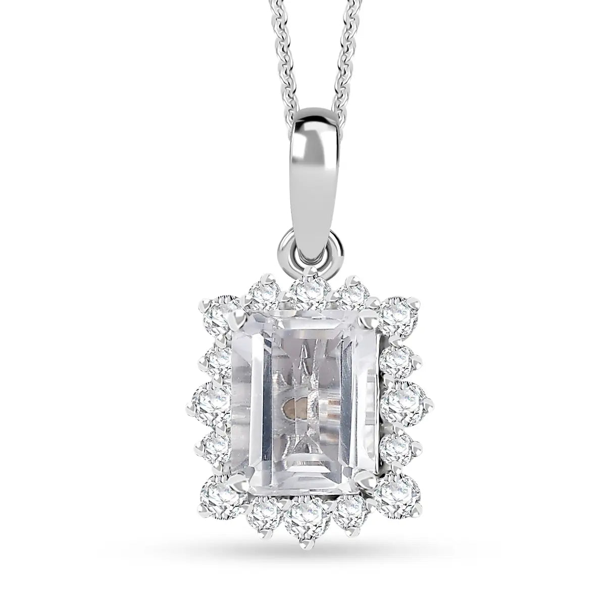 0.89 ct. Diamond 18K White Gold Halo Pendant