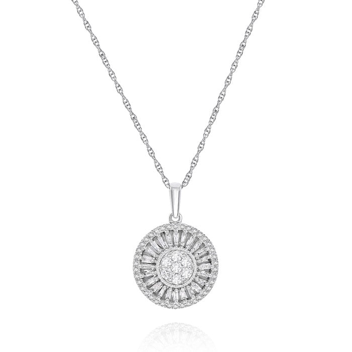 0.36 ct. Diamond 14K White Gold Sunburst Drop Pendant