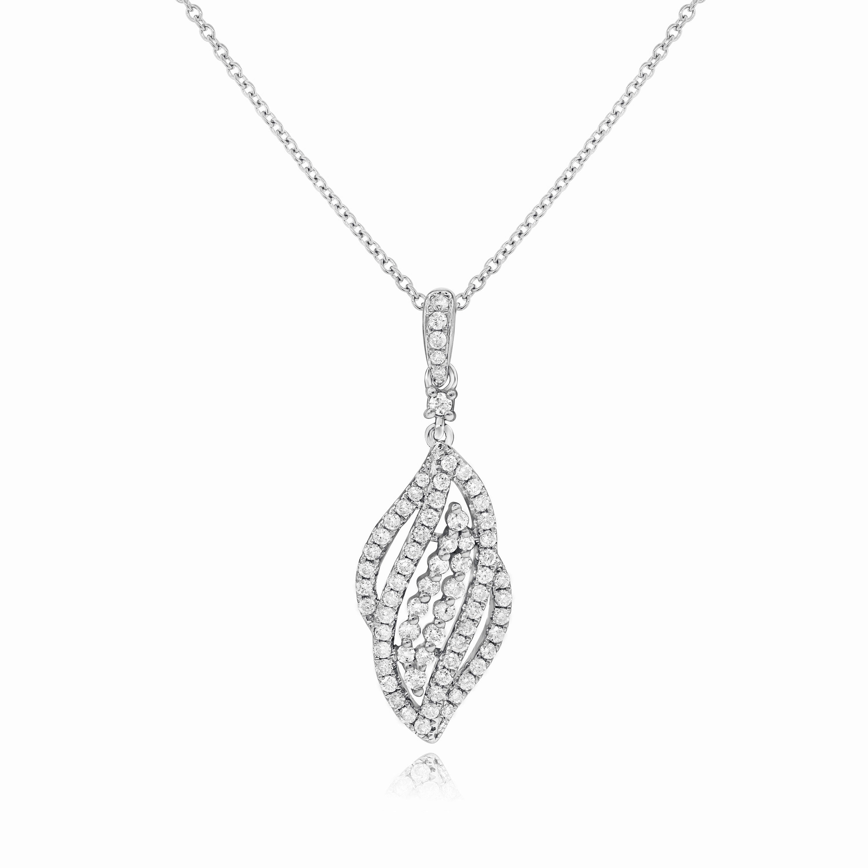 0.6 ct. Diamond 18K White Gold Wavy Drop Pendant