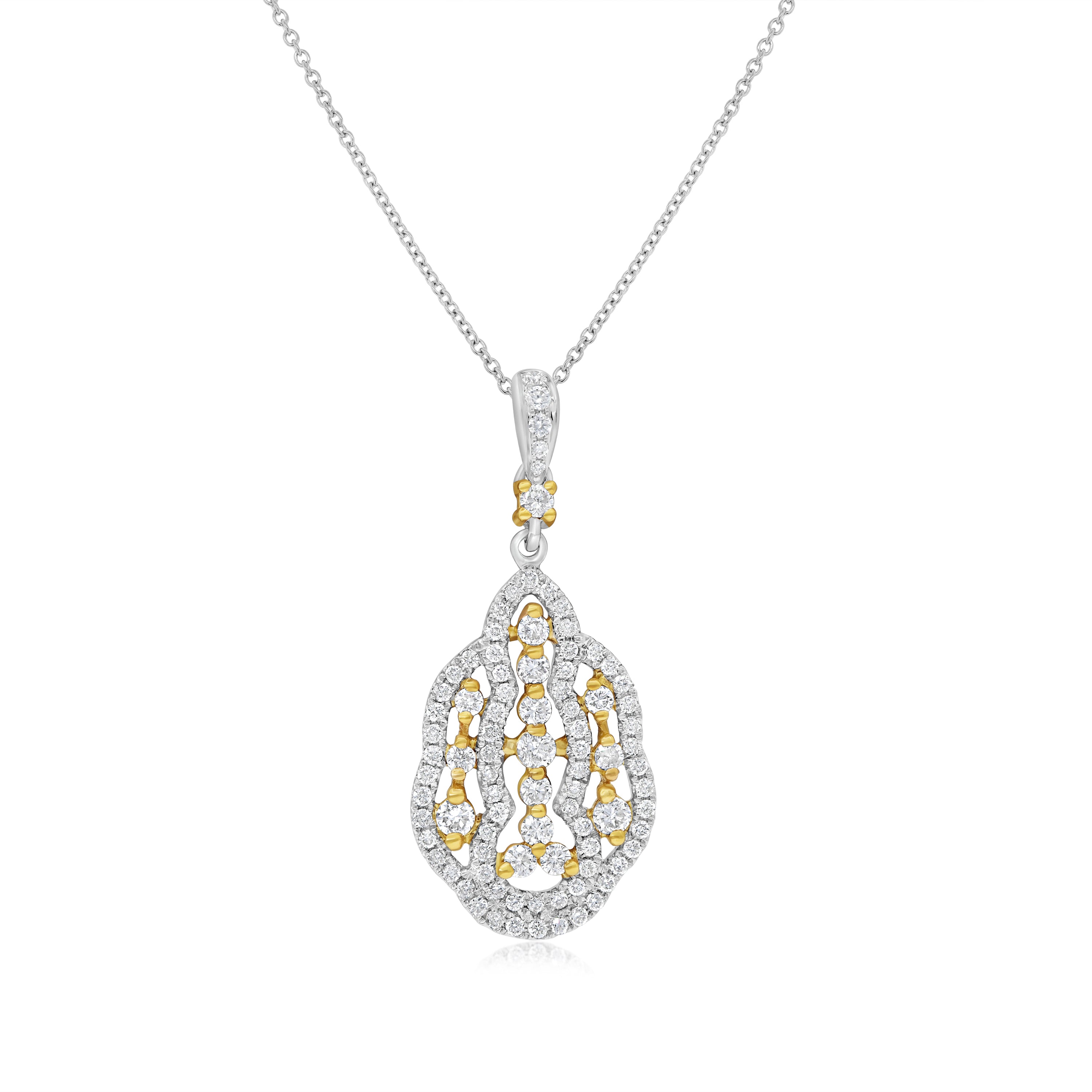 0.63 ct. Diamond 18K Two Tone Gold Open Drop Pendant