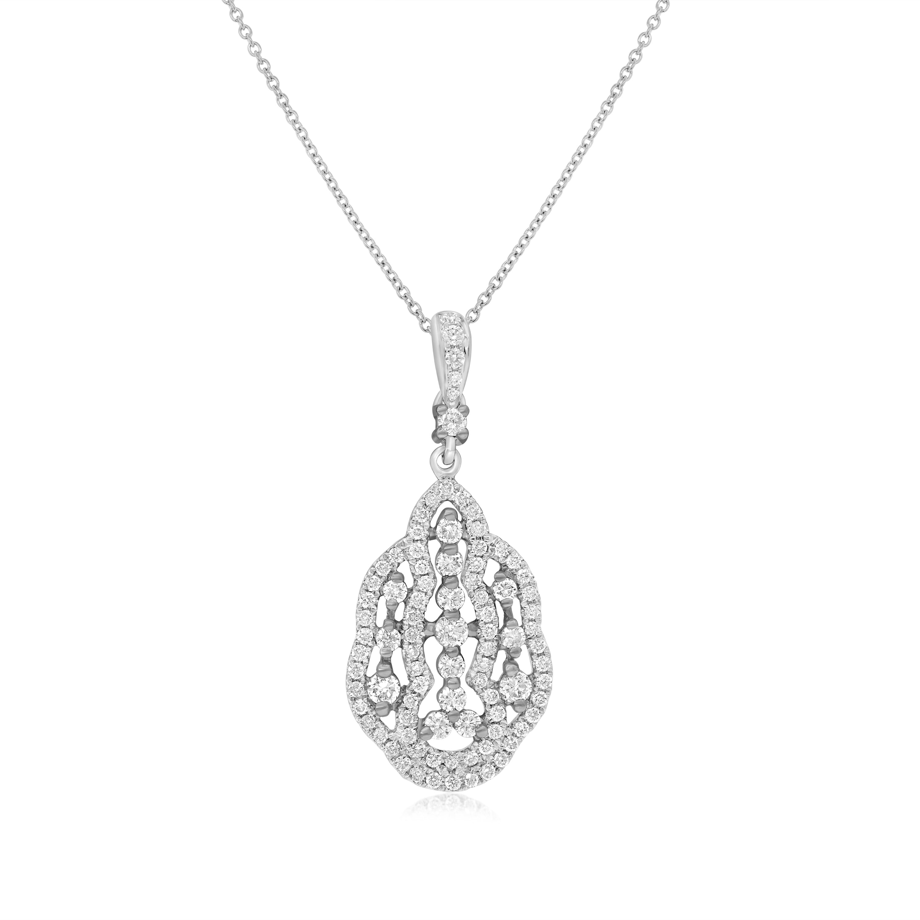 0.65 ct. Diamond 18K White Gold Open Drop Pendant