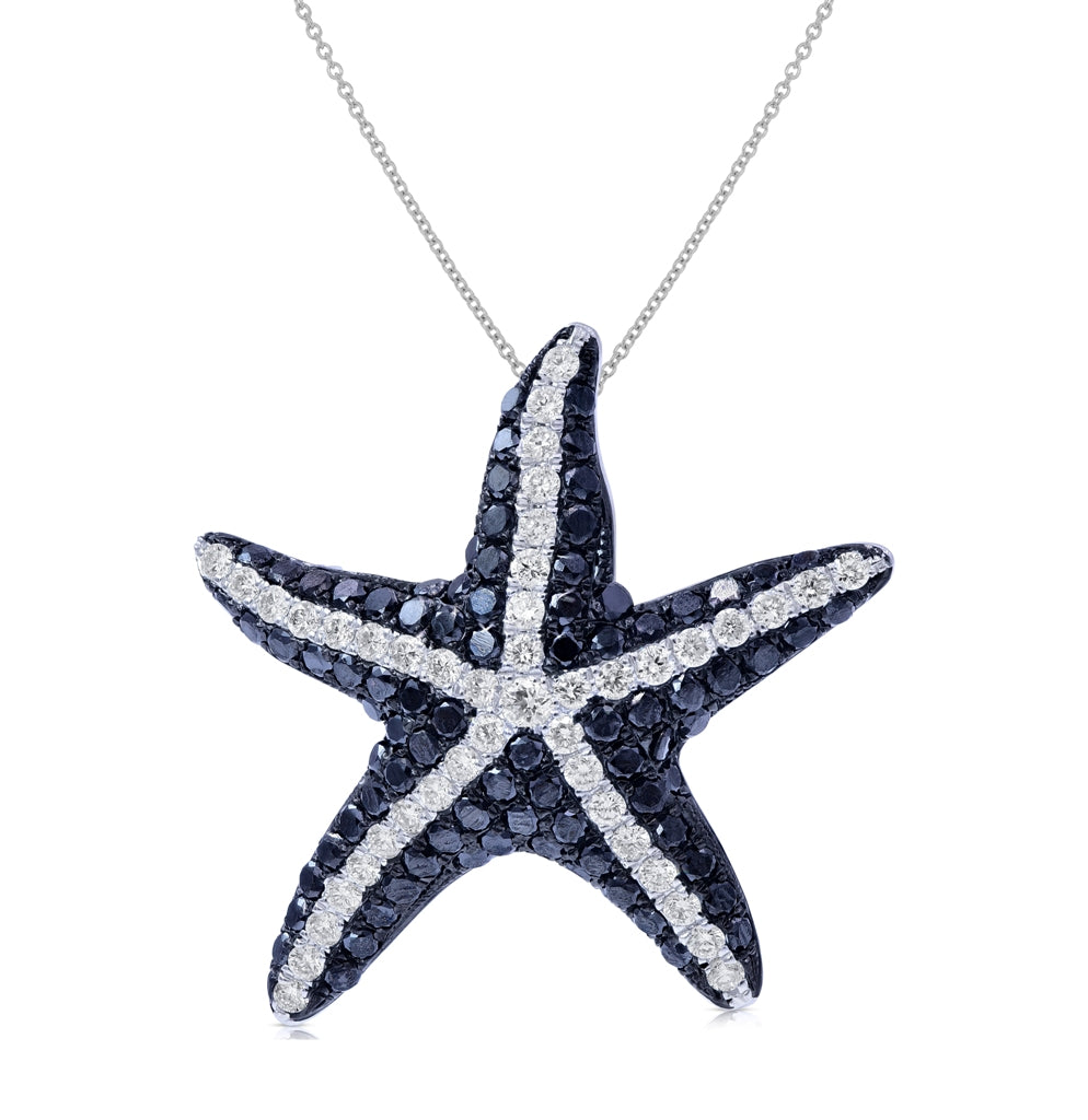 1.78 ct. Sapphire & 0.68 ct. Diamond 14K White Gold Starfish Pendant