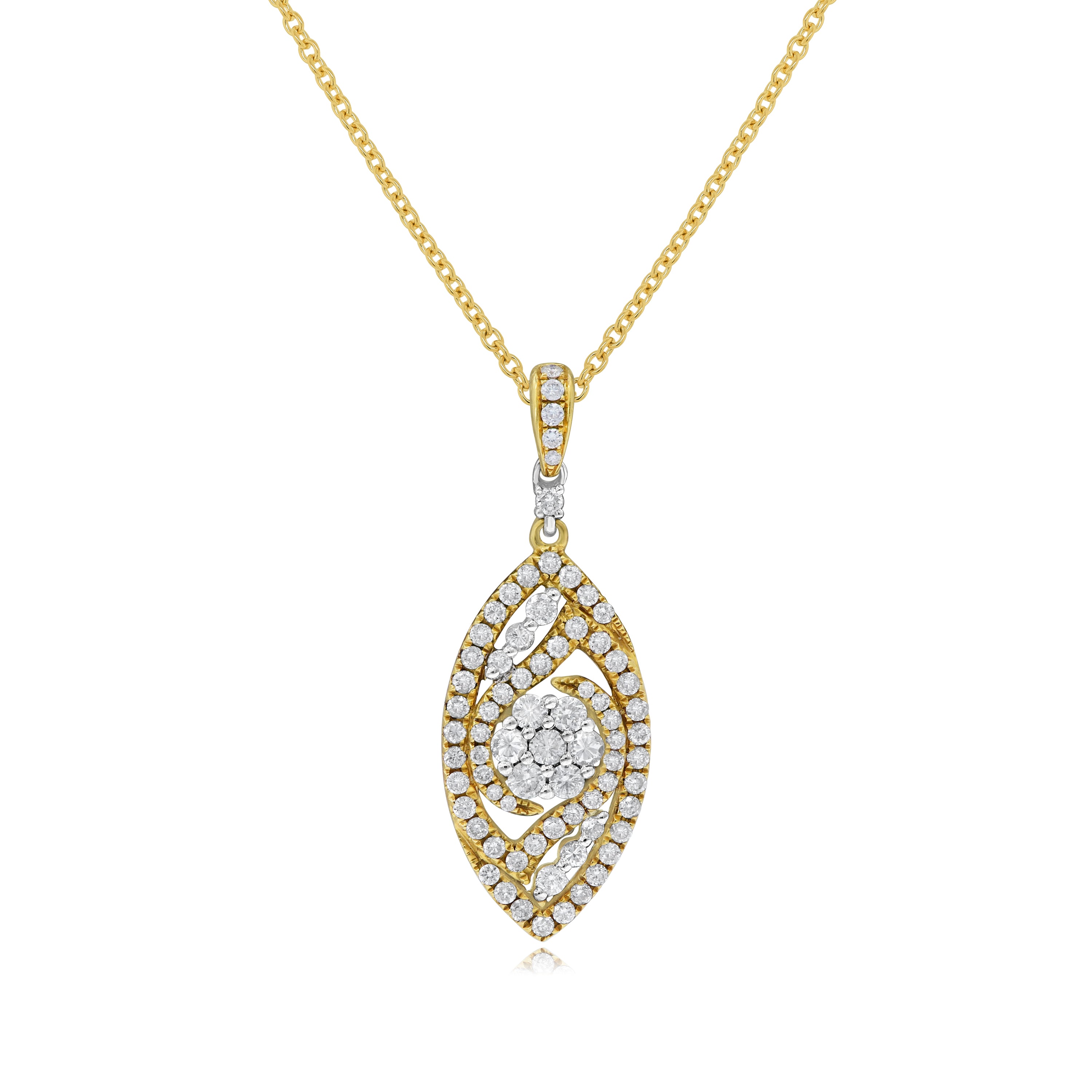 0.77 ct. Diamond 18K Two Tone Gold Marquise Shape Pendant