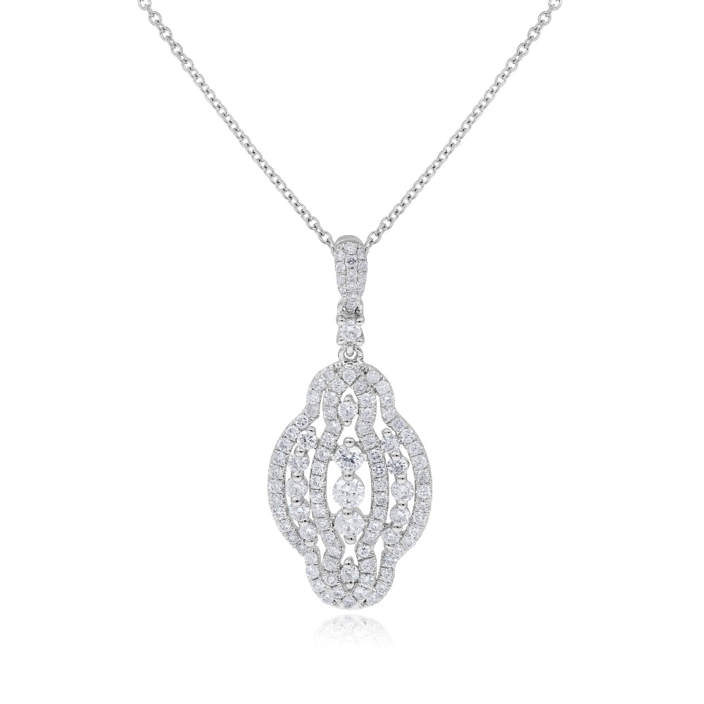 0.91 ct. Diamond 18K White Gold Open Drop Pendant