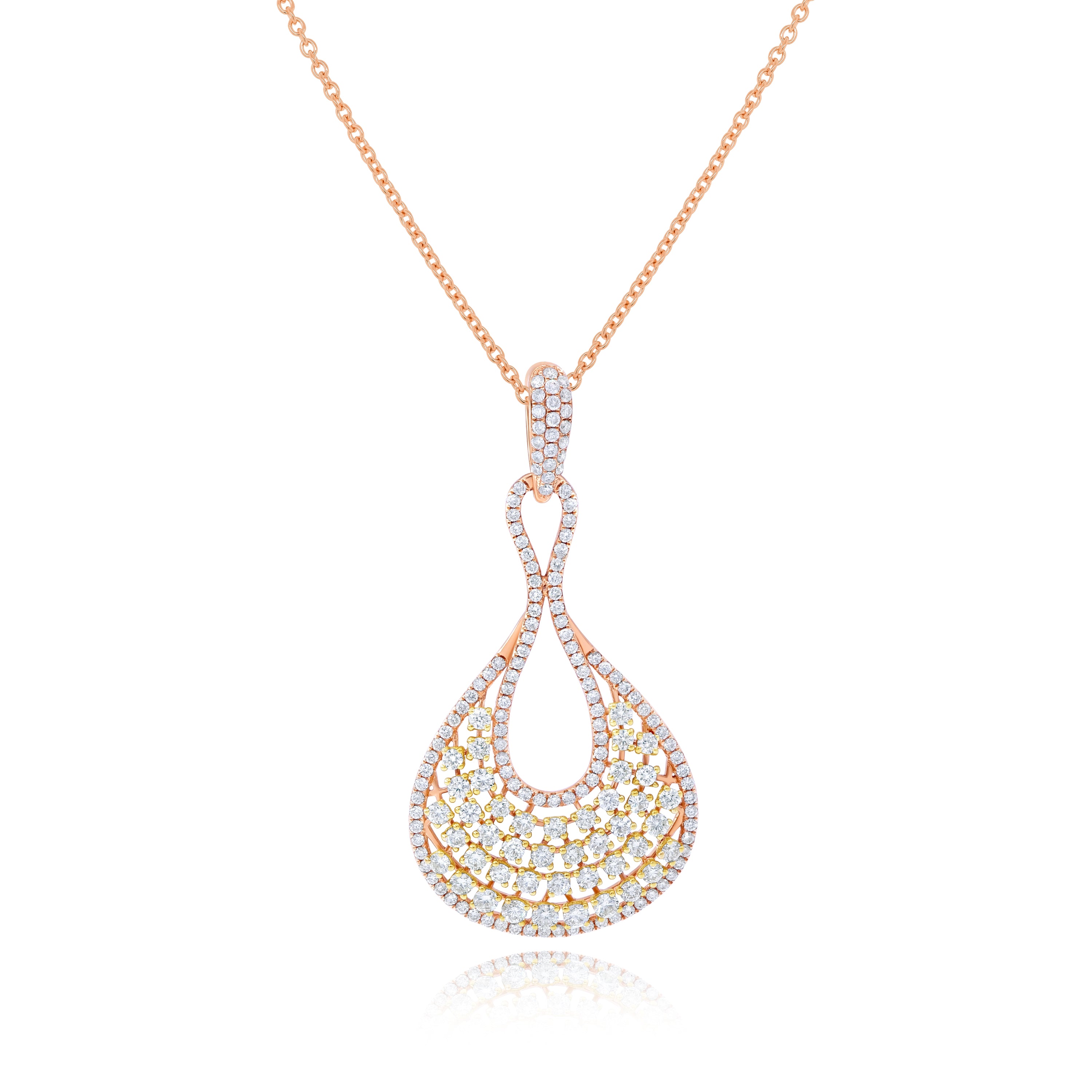 2.45 ct. Diamond 18K Rose Gold Open Teardrop Pendant