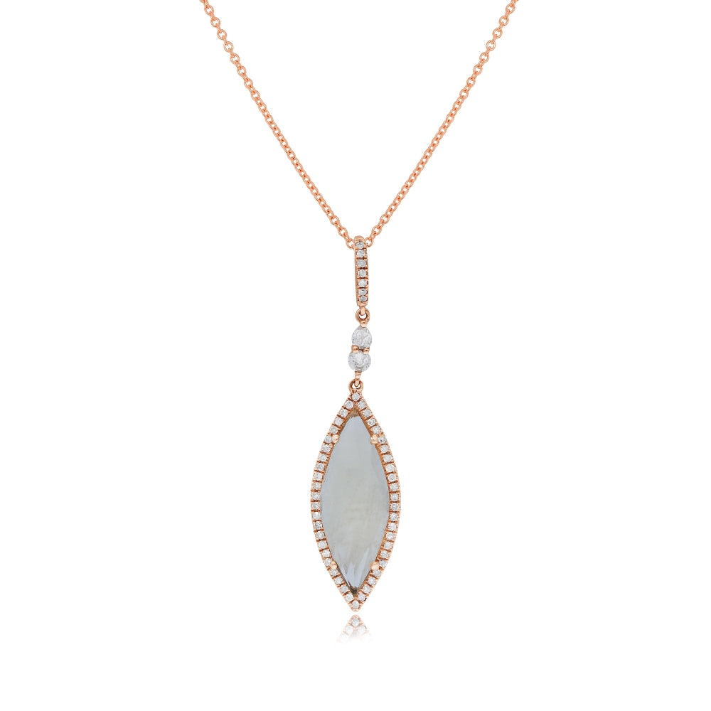 2.49 ct. Quartz, 0.18 ct. Topaz & 0.16 ct. Diamond 14K Rose Gold 3D Marquise Pendant