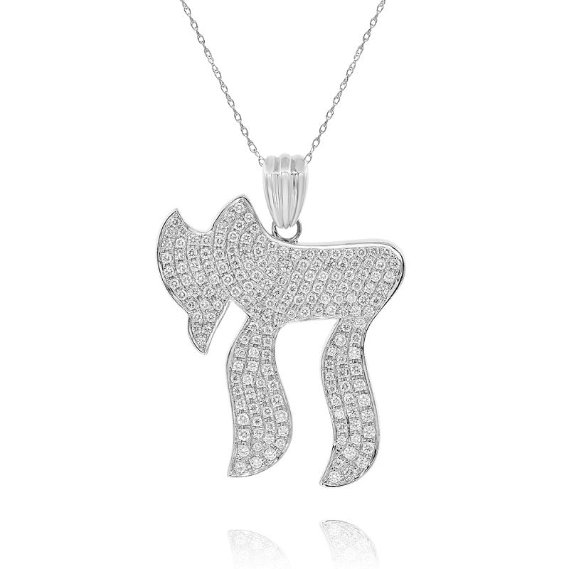 2.2 ct. Diamond 18K White Gold Chai Pendant