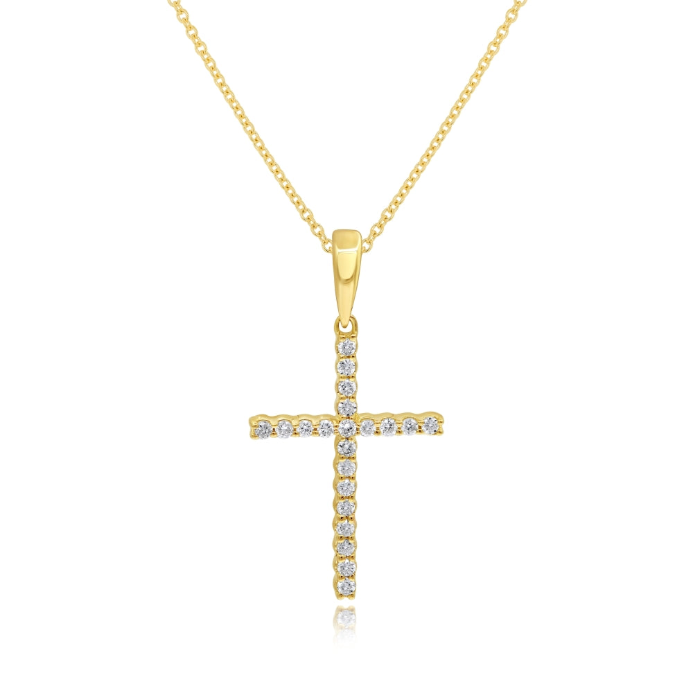 0.05 ct. Diamond 14K Yellow Gold Cross Pendant