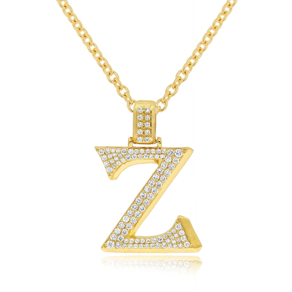 1.48 ct. Diamond 14K Yellow Gold 'Z' 3D Initial Pendant